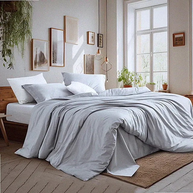 100% Cotton Duvet Cover Set Full Size - 400 Thread Count Sateen Egyptian Cott...