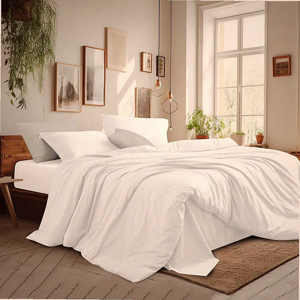 100% Cotton Duvet Cover Set Queen Size - 400 Thread Count Sateen Egyptian Cot...