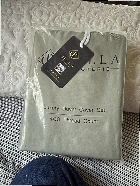 Bella Coterie Queen Duvet Cover Set Sea Glass Solid Color 400 Thread Count