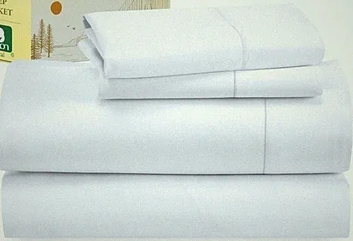 California Design Den Full Sheet Set Soft 400 Thread Count Sateen Bright White