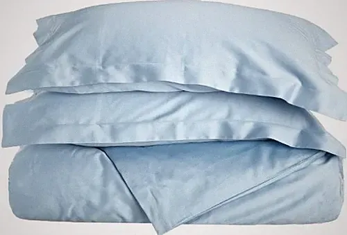 Egyptian Cotton 400 Thread Count Solid Duvet Cover Set Superior Blue Full/Queen