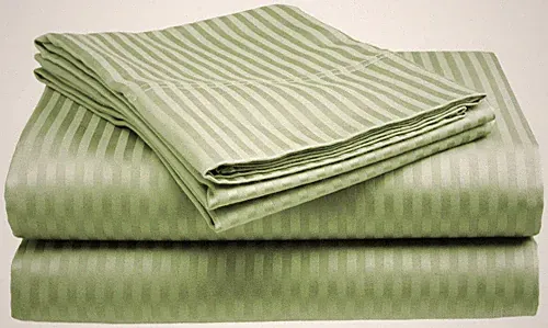 Full Size Sage 400 Thread Count 100% Cotton Sateen Dobby Stripe Sheet Set
