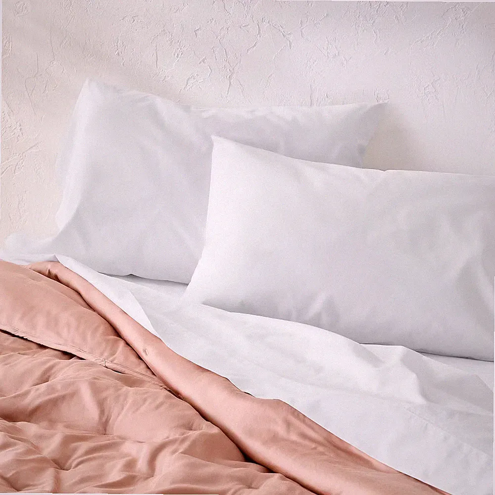 King 400 Thread Count Percale Pillowcases White - Casaluna