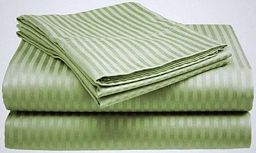 King Size Sage 400 Thread Count 100% Cotton Sateen Dobby Stripe Sheet Set