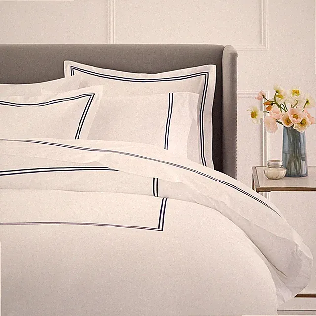 Luxury Soft Brushed 400-Thread-Count Egyptian Cotton Embroidered Duvet Cover Set