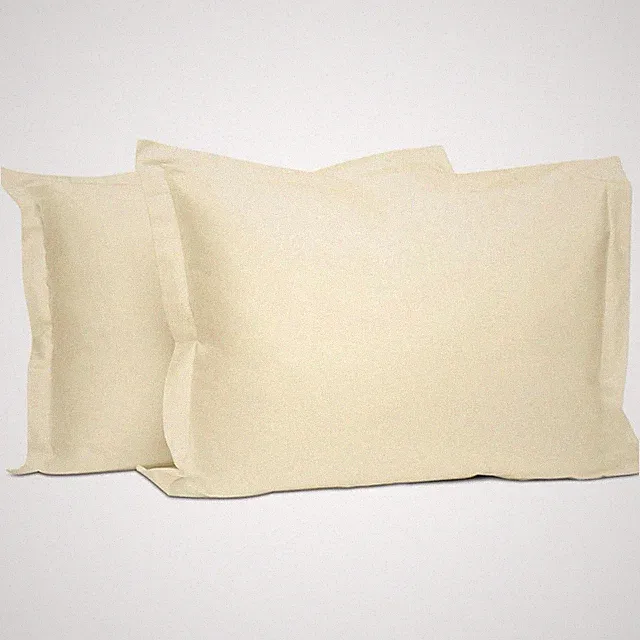 Pure 100% Cotton Pillow Shams Queen Size Set of 2 Silver Luxurious 400 Thread...