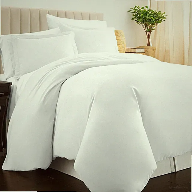 Pure 100% Cotton Queen Duvet Cover with Shams, Luxurious 400 Thread Count Long S