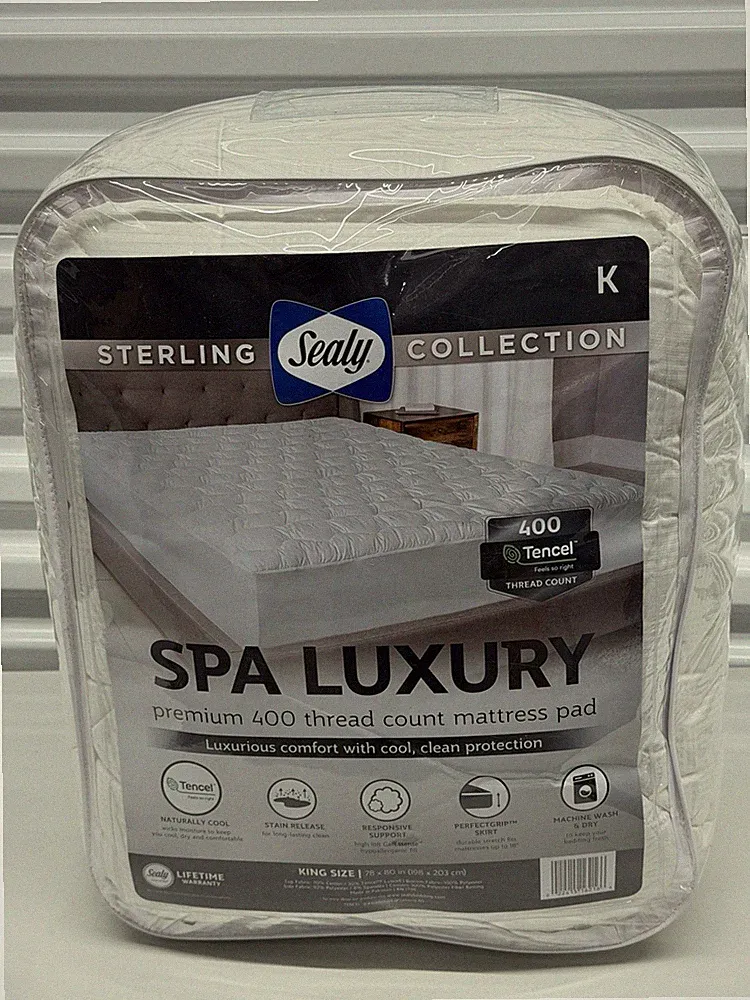 Sealy Sterling Collection Spa Luxury Premium 400 Thread Count Mattress Pad KING