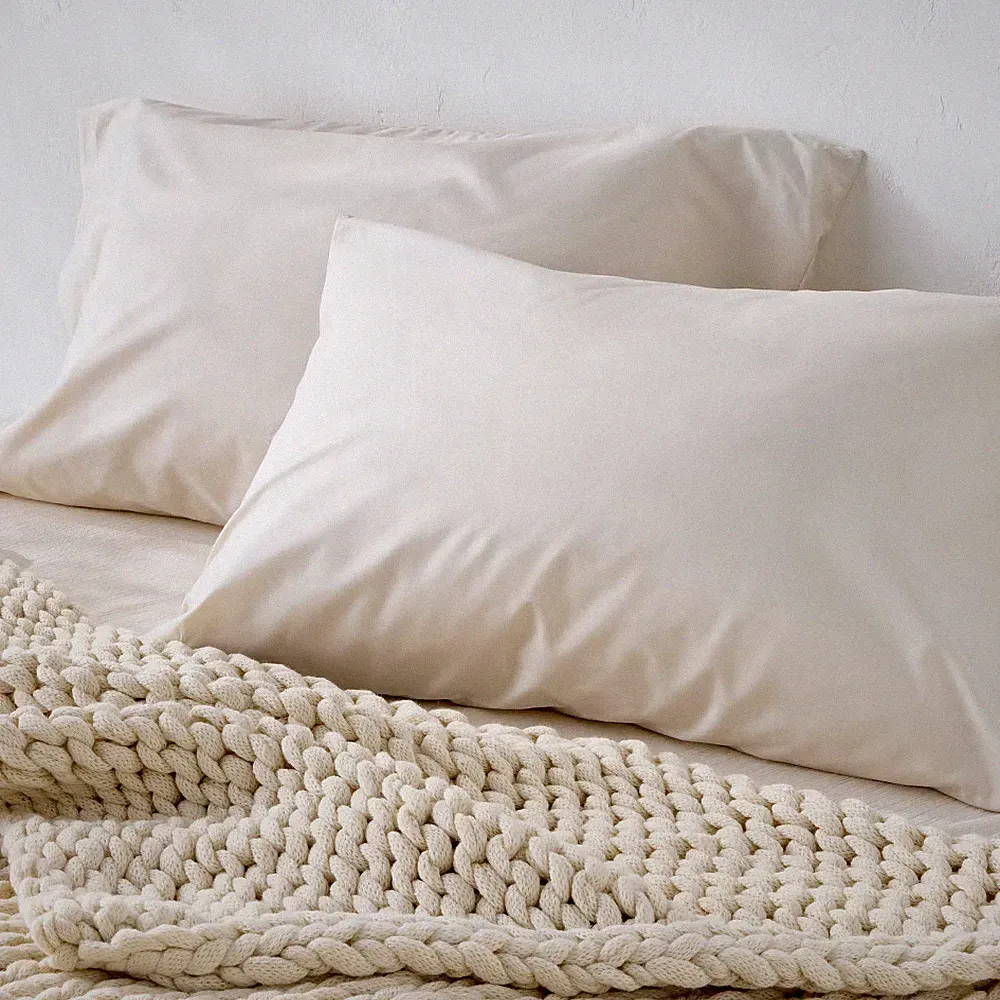 Standard 400 Thread Count Percale Pillowcases Natural - Casaluna
