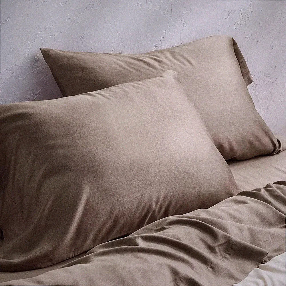 Standard 400 Thread Count Rayon from Bamboo Pillowcases Fig Brown - Casaluna