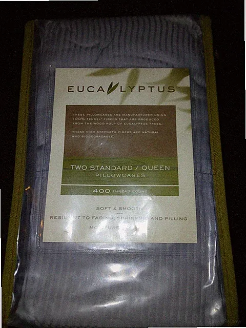 Two Eucalyptus Standard Queen Pillowcases 400 Thread Count Silver Stripe