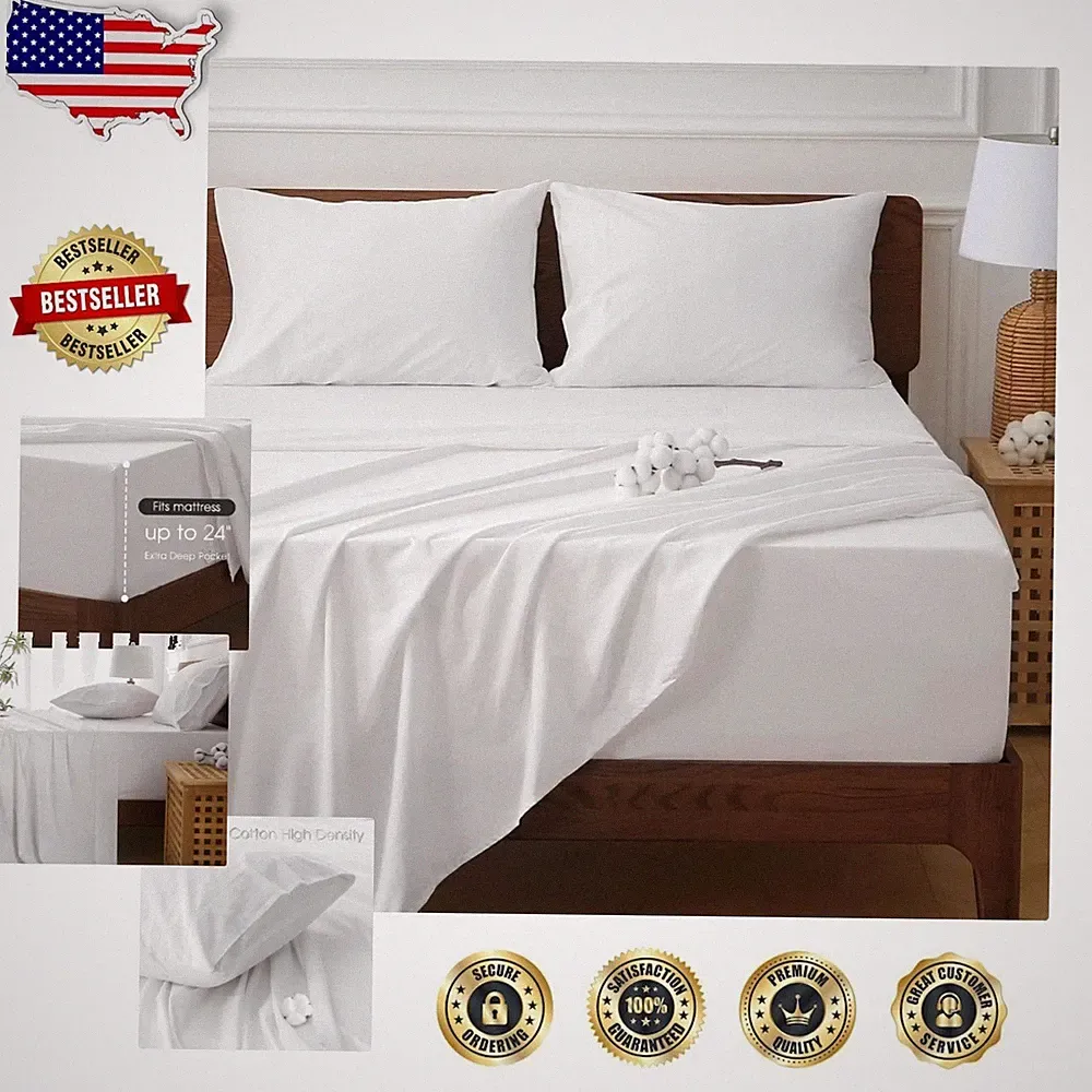 White King Sheet Set - 400 Thread Count Cotton, Deep Pockets, All Season Comfort